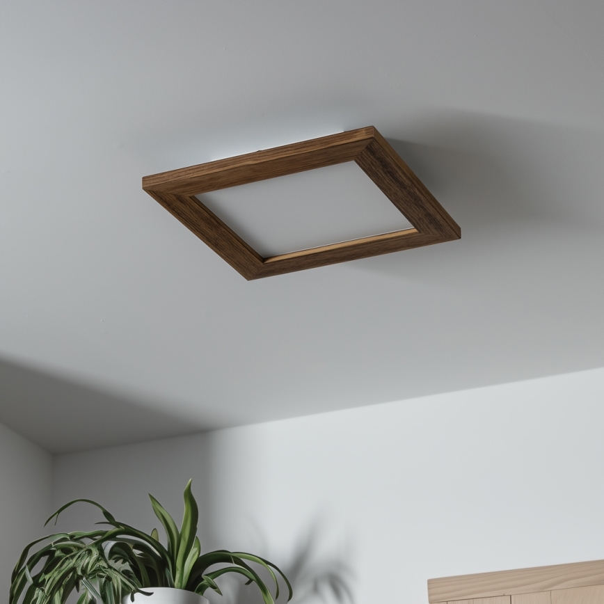 Brilagi - LED Prigušiva plafonjera SLIMFRAME WOOD LED/25W/230V 34x34 cm 3000-6000K braon + Daljinski upravljač