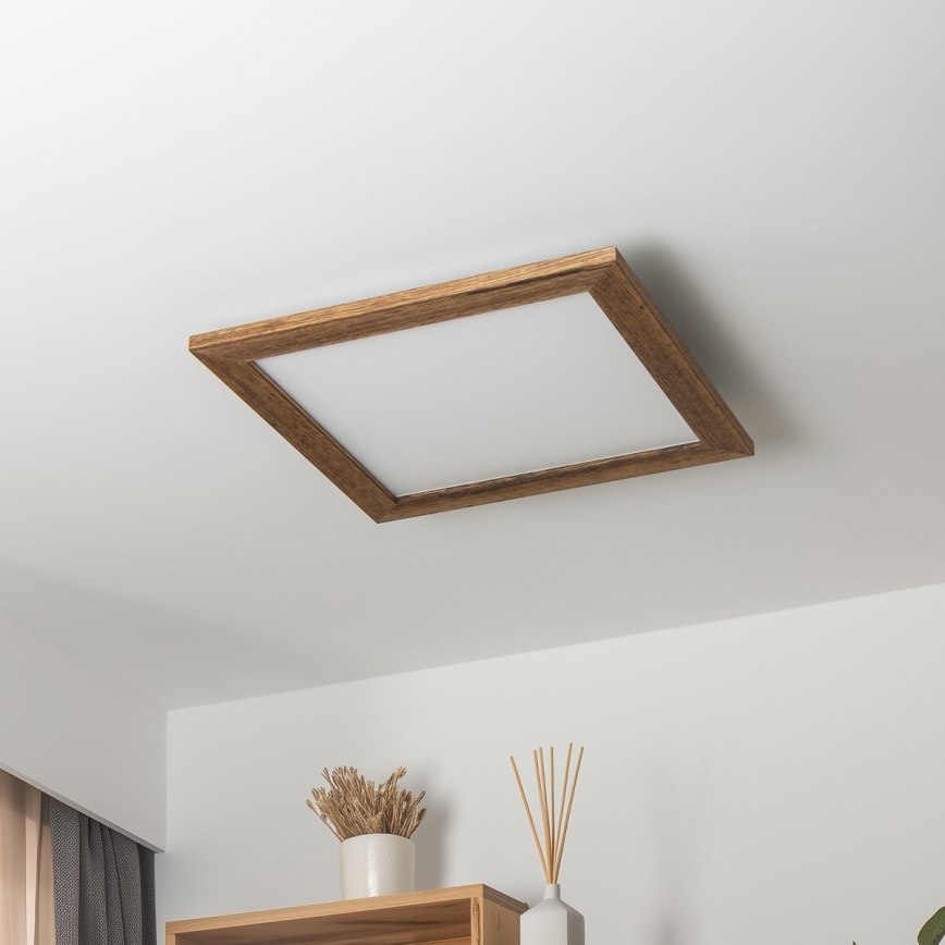 Brilagi - LED Prigušiva plafonjera SLIMFRAME WOOD LED/36W/230V 49,5x49,5 cm 3000-6000K braon + Daljinski upravljač