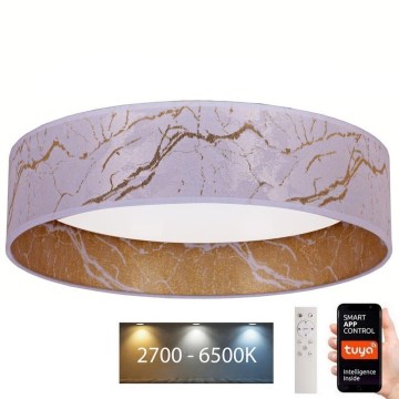 Brilagi - LED Prigušiva plafonjera VELVET SMART LED/36W/230V pr. 55 cm 2700-6500K Wi-Fi Tuya bela/zlatna + Daljinski upravljač