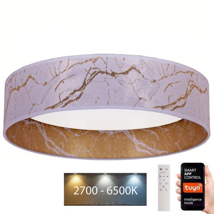 Brilagi - LED Prigušiva plafonjera VELVET SMART LED/36W/230V pr. 55 cm 2700-6500K Wi-Fi Tuya bela/zlatna + Daljinski upravljač