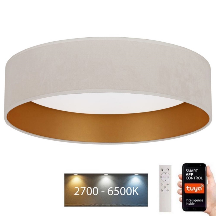 Brilagi - LED Prigušiva plafonjera VELVET SMART LED/36W/230V pr. 55 cm 2700-6500K Wi-Fi Tuya kremasta/zlatna + Daljinski upravljač