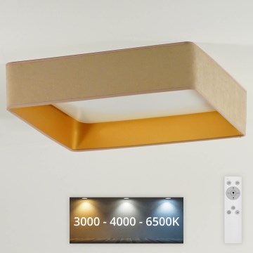 Brilagi - LED Prigušiva plafonjera VELVET SQUARE LED/24W/230V 3000/4000/6500K + Daljinski upravljač bež