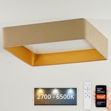 Brilagi - LED Prigušiva plafonjera VELVET SQUARE SMART LED/36W/230V 2700-6500K Wi-Fi Tuya + Daljinski upravljač bež
