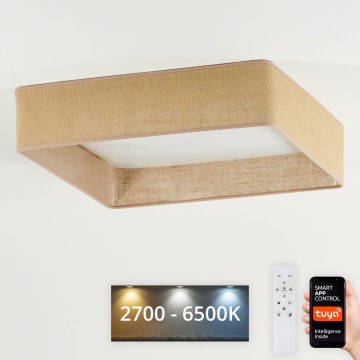 Brilagi - LED Prigušiva plafonjera VELVET SQUARE SMART LED/36W/230V 2700-6500K Wi-Fi Tuya + Daljinski upravljač braon