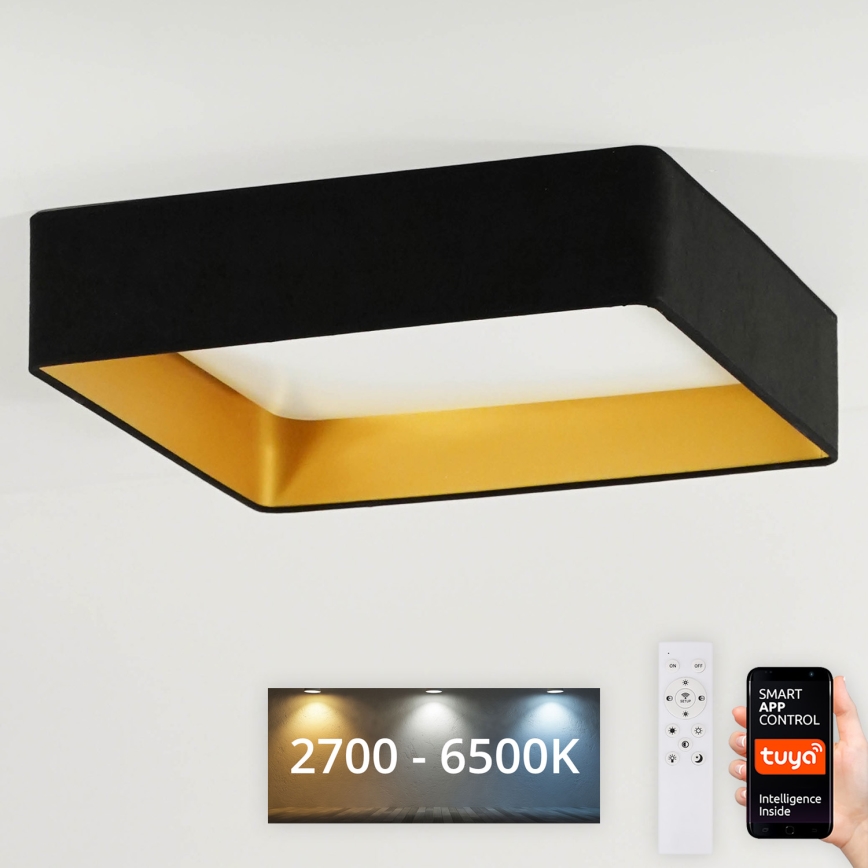 Brilagi - LED Prigušiva plafonjera VELVET SQUARE SMART LED/36W/230V 2700-6500K Wi-Fi Tuya + Daljinski upravljač crno