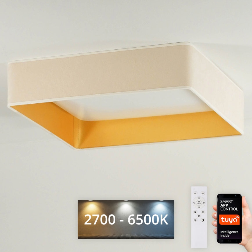 Brilagi - LED Prigušiva plafonjera VELVET SQUARE SMART LED/36W/230V 2700-6500K Wi-Fi Tuya + Daljinski upravljač kremasta