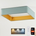 Brilagi - LED Prigušiva plafonjera VELVET SQUARE SMART LED/36W/230V 2700-6500K Wi-Fi Tuya + Daljinski upravljač menta