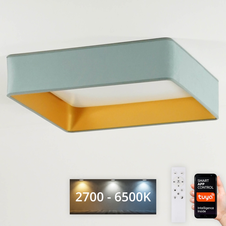 Brilagi - LED Prigušiva plafonjera VELVET SQUARE SMART LED/36W/230V 2700-6500K Wi-Fi Tuya + Daljinski upravljač menta