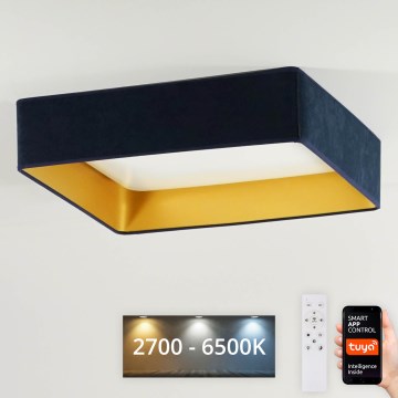 Brilagi - LED Prigušiva plafonjera VELVET SQUARE SMART LED/36W/230V 2700-6500K Wi-Fi Tuya + Daljinski upravljač tamno plavi