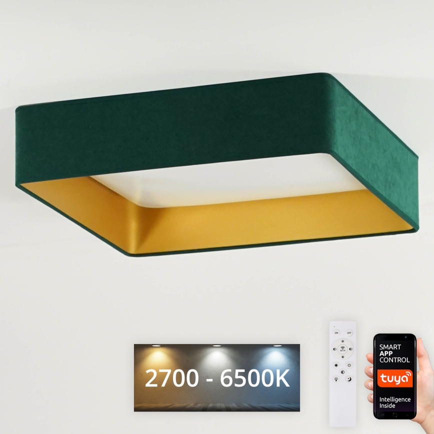Brilagi - LED Prigušiva plafonjera VELVET SQUARE SMART LED/36W/230V 2700-6500K Wi-Fi Tuya + Daljinski upravljač zelena