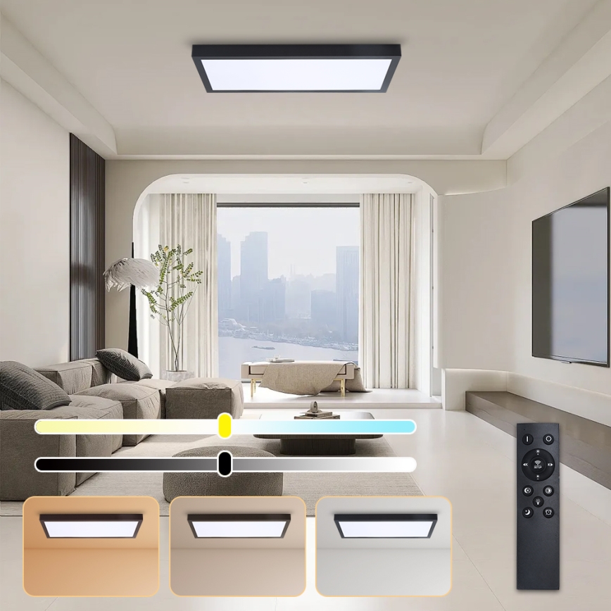 Brilagi - LED Prigušiva plafonjera za kupatilo FRAME SMART LED/30W/230V 30x60 cm 3000-6000K  IP44 crno  + Daljinski upravljač