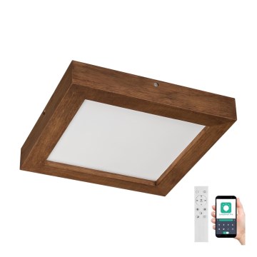 Brilagi - LED Prigušiva plafonjera za kupatilo WOODY FRAME LED/24W/230V hrast 30x30 cm 3000-6000K IP44 + Daljinski upravljač