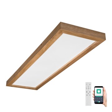 Brilagi - LED Prigušiva plafonjera za kupatilo WOODY FRAME LED/50W/230V hrast 120x30 cm 3000-6000K IP44 + Daljinski upravljač