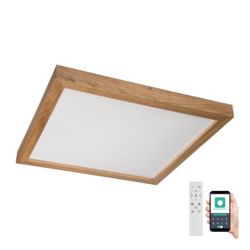 Brilagi - LED Prigušiva plafonjera za kupatilo WOODY FRAME LED/50W/230V hrast 60x60 cm 3000-6000K IP44 + Daljinski upravljač