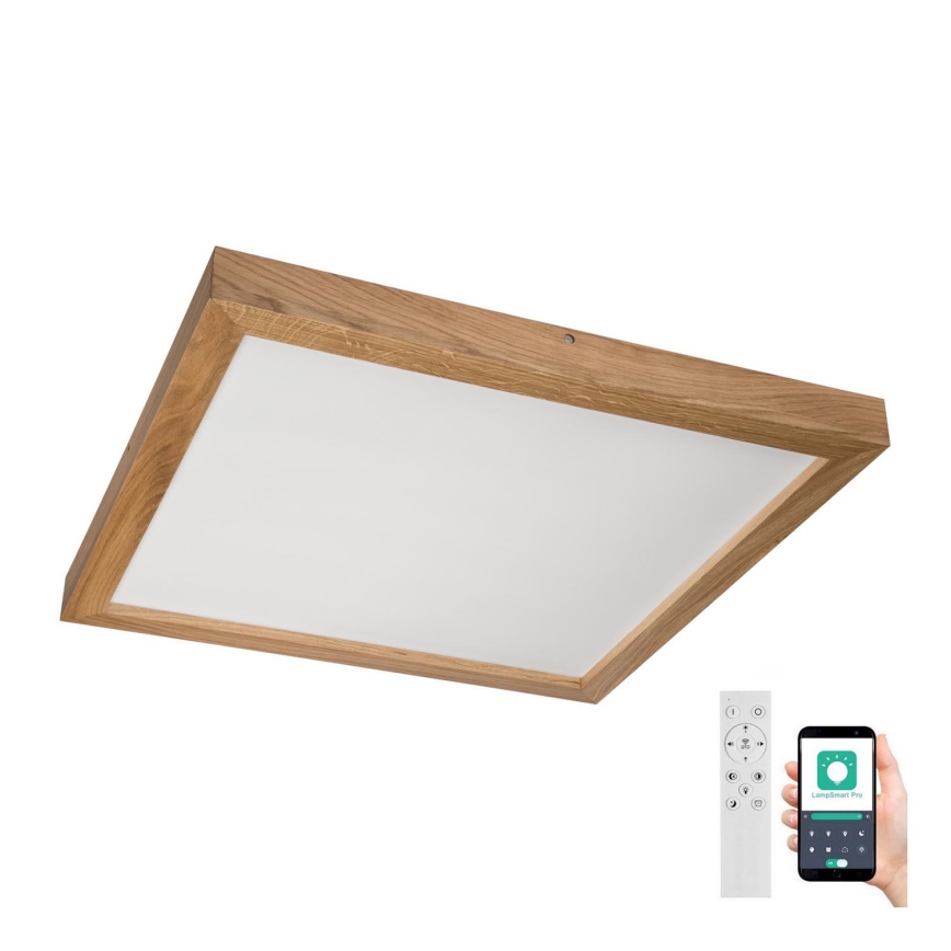 Brilagi - LED Prigušiva plafonjera za kupatilo WOODY FRAME LED/50W/230V hrast 60x60 cm 3000-6000K IP44 + Daljinski upravljač