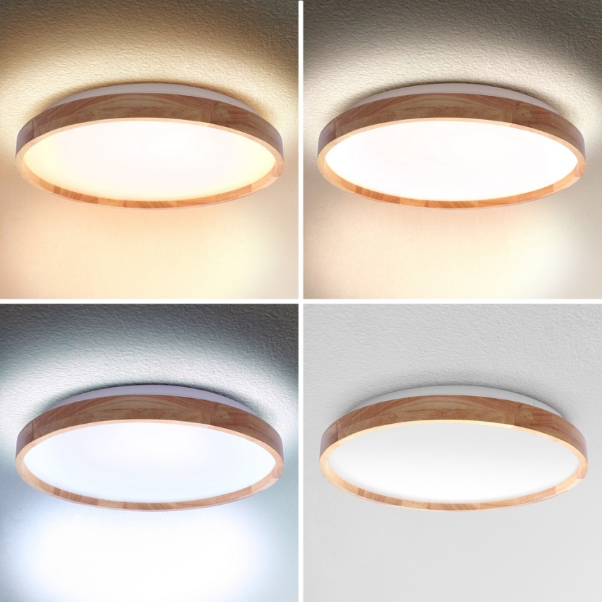 Brilagi - prigušiva LED stropna lampa ALSON LED/48W/230V 3000-6500K hrast preč. 39,5 cm + daljinski upravljač