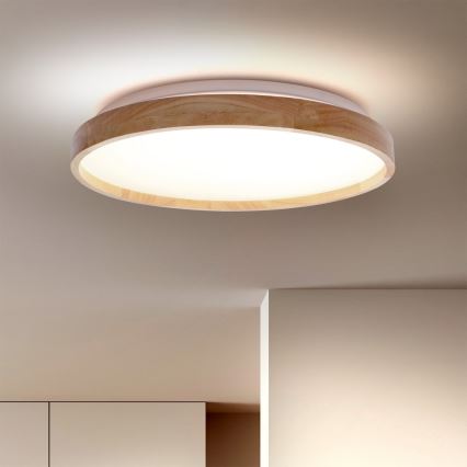 Brilagi - prigušiva LED stropna lampa ALSON LED/48W/230V 3000-6500K hrast preč. 39,5 cm + daljinski upravljač