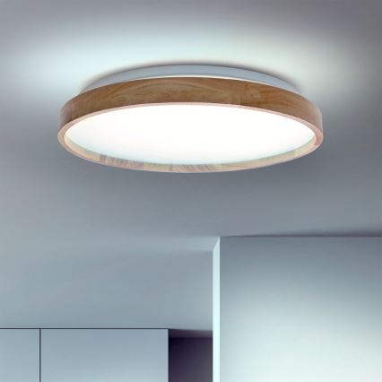 Brilagi - prigušiva LED stropna lampa ALSON LED/48W/230V 3000-6500K hrast preč. 39,5 cm + daljinski upravljač