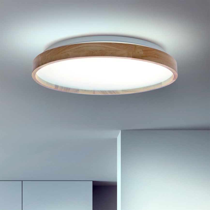 Brilagi - prigušiva LED stropna lampa ALSON LED/48W/230V 3000-6500K hrast preč. 39,5 cm + daljinski upravljač