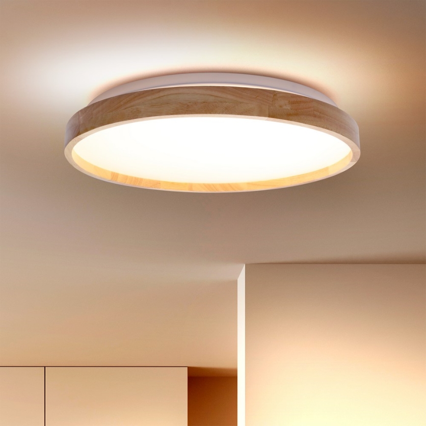 Brilagi - prigušiva LED stropna lampa ALSON LED/48W/230V 3000-6500K hrast preč. 39,5 cm + daljinski upravljač