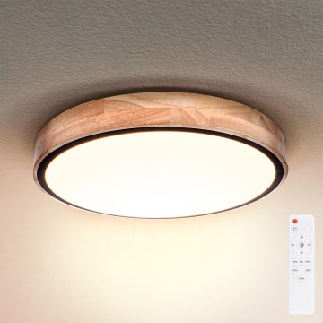 Brilagi - LED prigušiva plafonska lampa GLORIA LED/48W/230V 3000-6500K hrast fi 40 cm + daljinski upravljač