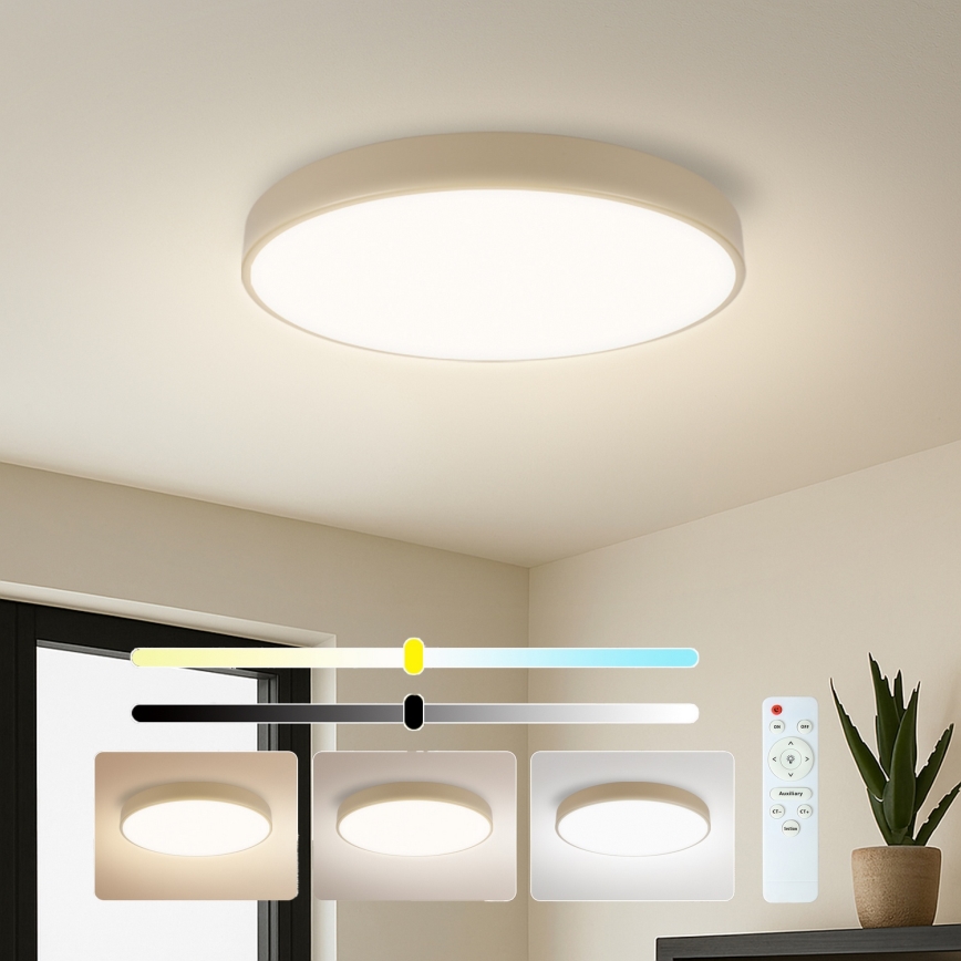Brilagi - LED prigušiva plafonska svetiljka POOL LED/60W/230V 3000-6000K preč. 50 cm bež + daljinski upravljač