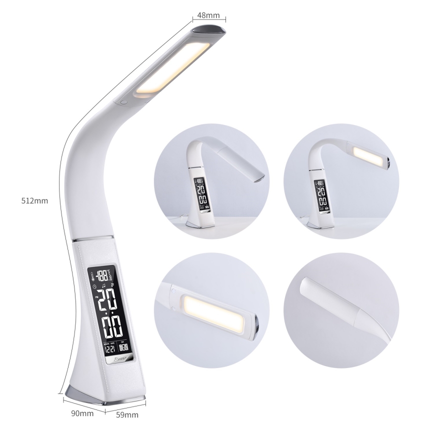 Brilagi - LED prigušiva stona lampa sa displejem PELLE LED/7W/230V bela