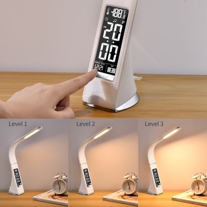 Brilagi - LED prigušiva stona lampa sa displejem PELLE LED/7W/230V bela