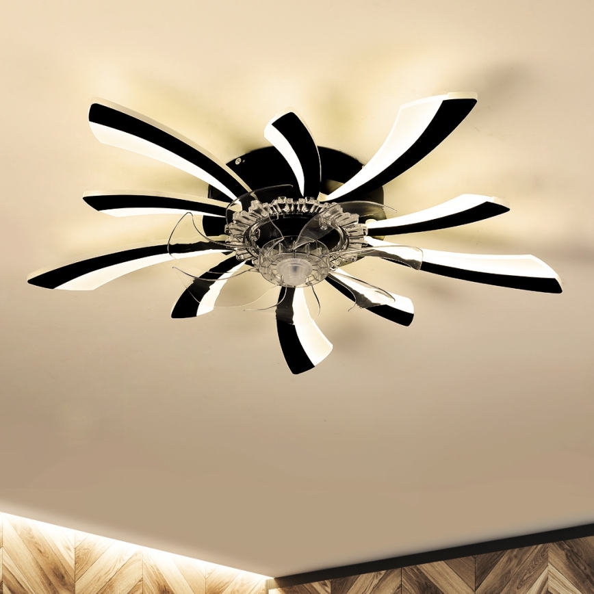 Brilagi - LED prigušiva stropna lampa sa ventilatorom LED/50W/230V 3000-6500K crna + daljinski upravljač