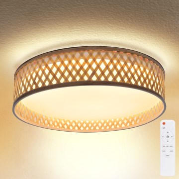 Brilagi - LED prigušiva stropna svetiljka CAMILA LED/48W/230V 3000-6500K bambus prečnik 40 cm + daljinski upravljač