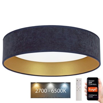 Brilagi - LED prigušiva stropna svetiljka VELVET SMART LED/36W/230V prečnik 55 cm 2700–6500K Wi-Fi Tuya plava/zlatna + daljinski upravljač