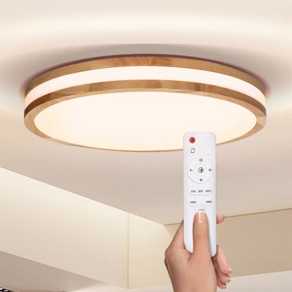 Brilagi - LED Prigušiva stropna svjetiljka MOLINA LED/48W/230V 3000-6500K hrast pr. 38 cm + daljinski upravljač