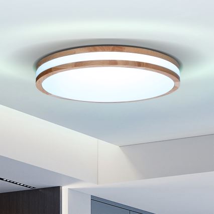 Brilagi - LED Prigušiva stropna svjetiljka MOLINA LED/48W/230V 3000-6500K hrast pr. 38 cm + daljinski upravljač