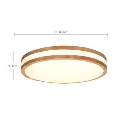 Brilagi - LED Prigušiva stropna svjetiljka MOLINA LED/48W/230V 3000-6500K hrast pr. 38 cm + daljinski upravljač