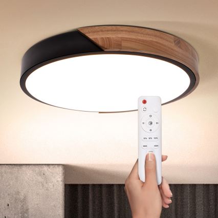 Brilagi - LED Prigušiva stropna svjetiljka PILANA LED/48W/230V 3000-6500K hrast pr. 40 cm + daljinski upravljač