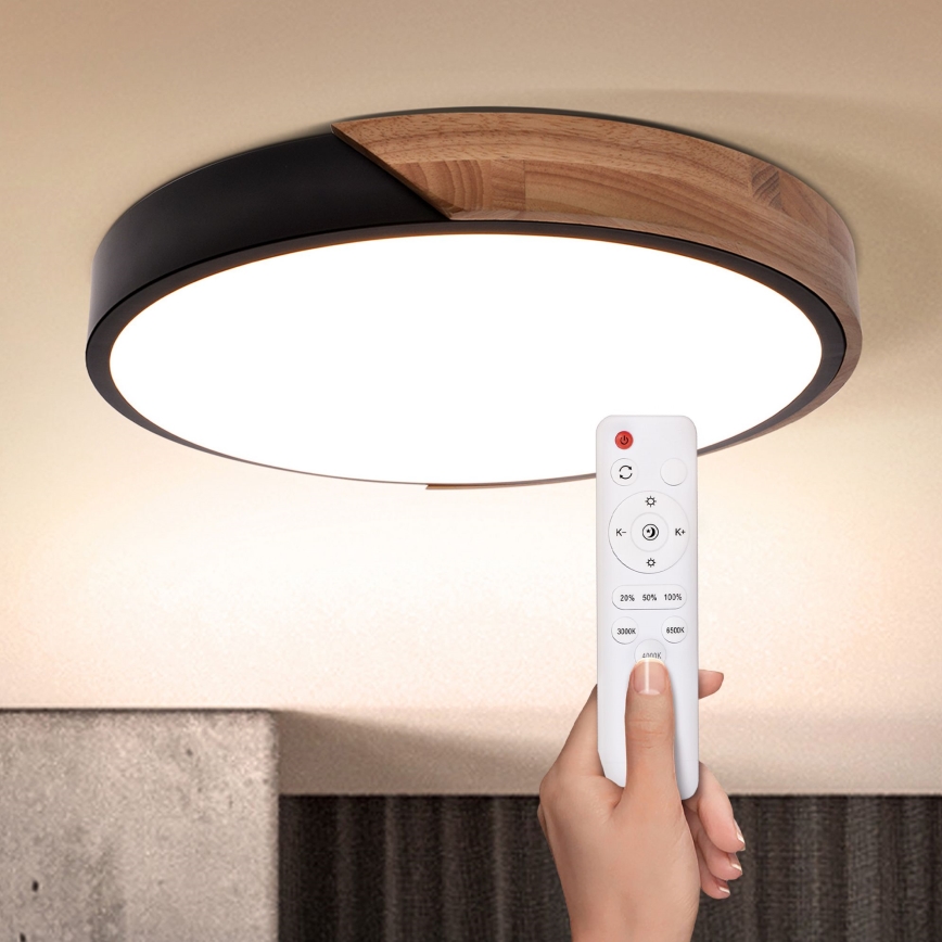 Brilagi - LED Prigušiva stropna svjetiljka PILANA LED/48W/230V 3000-6500K hrast pr. 40 cm + daljinski upravljač