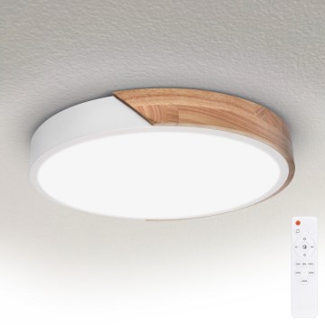Brilagi - LED prigušiva stropno svetlo PILANA LED/48W/230V hrast/bela prečnik 40 cm + daljinski upravljač