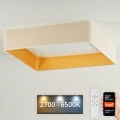 Brilagi - LED prigušiva stropno svetlo VELVET SQUARE SMART LED/36W/230V 60x60 cm 2700-6500K Wi-Fi Tuya + daljinski upravljač krem