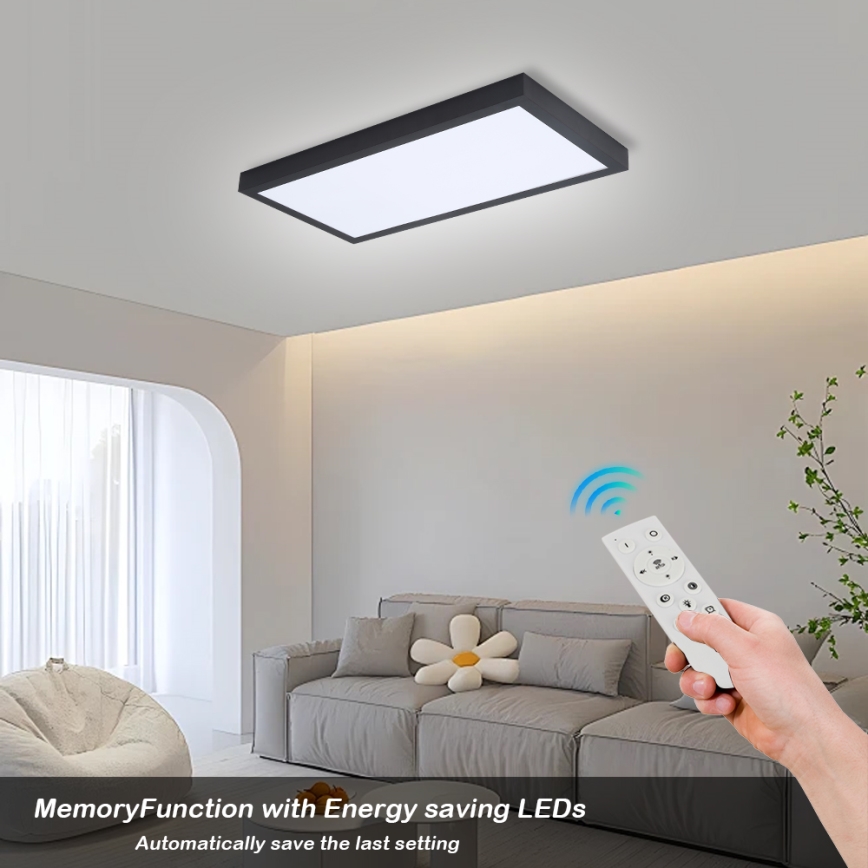 Brilagi - LED prigušiva plafonska svetiljka za kupatilo FRAME SMART LED/30W/230V 30x60 cm 3000-6000K IP44 crna + daljinski upravljač