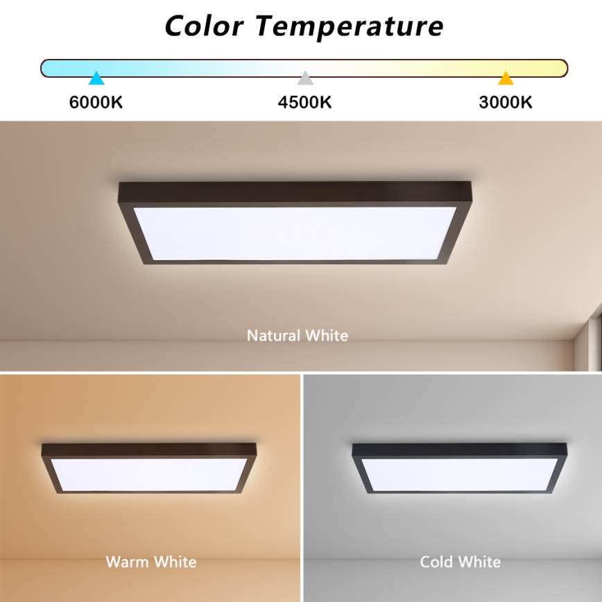 Brilagi - LED prigušiva plafonska svetiljka za kupatilo FRAME SMART LED/30W/230V 30x60 cm 3000-6000K IP44 crna + daljinski upravljač