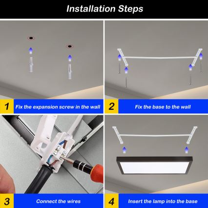 Brilagi - LED prigušiva plafonska svetiljka za kupatilo FRAME SMART LED/30W/230V 30x60 cm 3000-6000K IP44 crna + daljinski upravljač