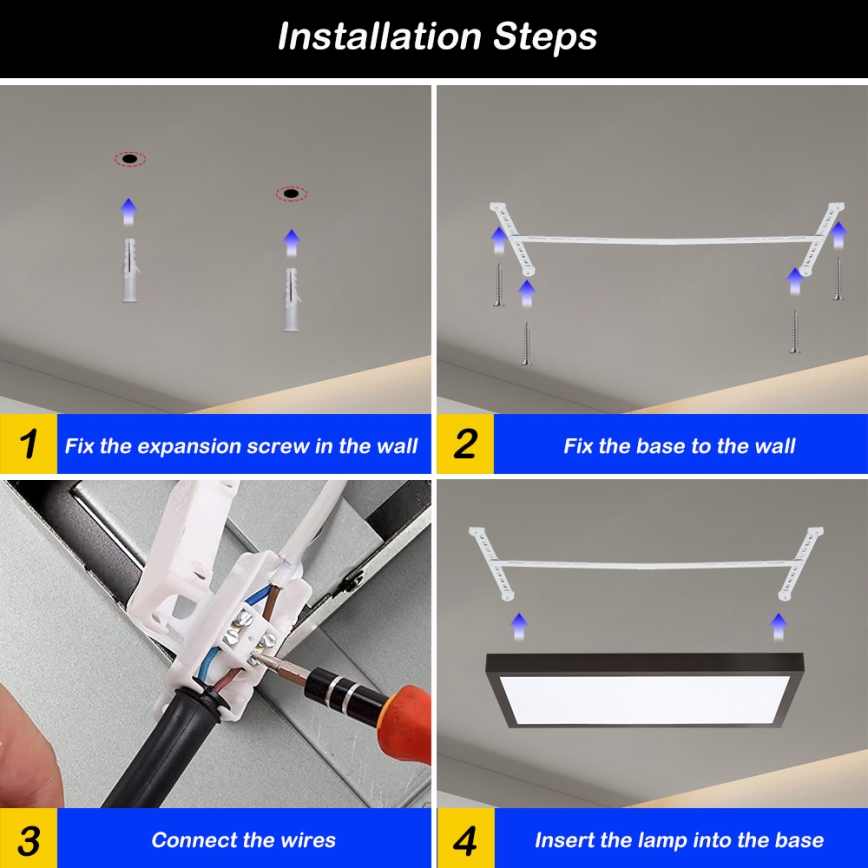 Brilagi - LED prigušiva plafonska svetiljka za kupatilo FRAME SMART LED/30W/230V 30x60 cm 3000-6000K IP44 crna + daljinski upravljač