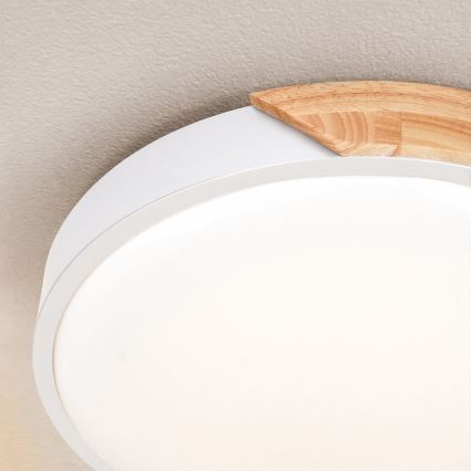 Brilagi - LED prigušiva stropno svetlo PILANA LED/48W/230V hrast/bela prečnik 40 cm + daljinski upravljač