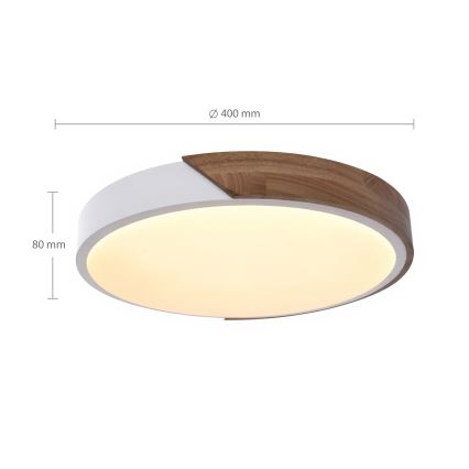 Brilagi - LED prigušiva stropno svetlo PILANA LED/48W/230V hrast/bela prečnik 40 cm + daljinski upravljač