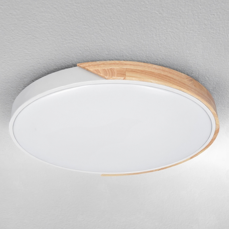 Brilagi - LED prigušiva plafonsko svetlo PILANA LED/60W/230V 3000-6500K hrast/bela pr. 60 cm + daljinski upravljač