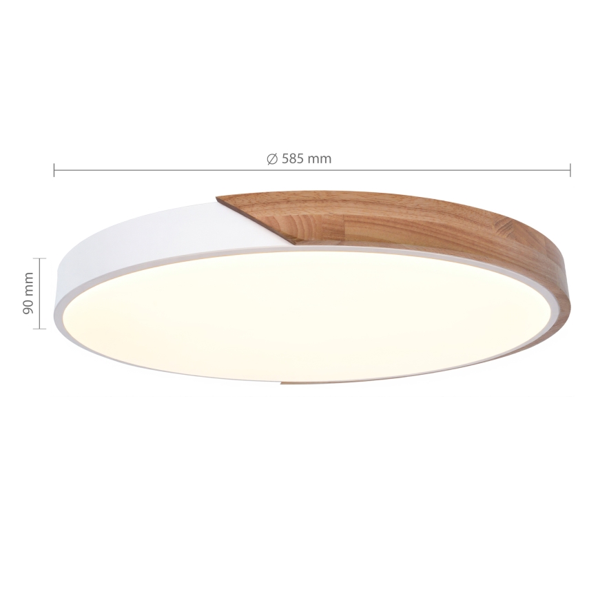 Brilagi - LED prigušiva plafonsko svetlo PILANA LED/60W/230V 3000-6500K hrast/bela pr. 60 cm + daljinski upravljač