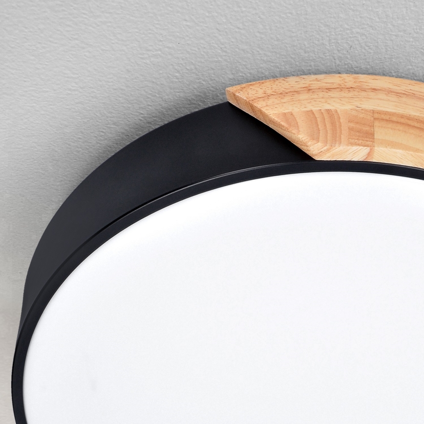 Brilagi - LED prigušiva stropna svetiljka PILANA LED/60W/230V hrast/crna, prečnik 58,5 cm + daljinski upravljač