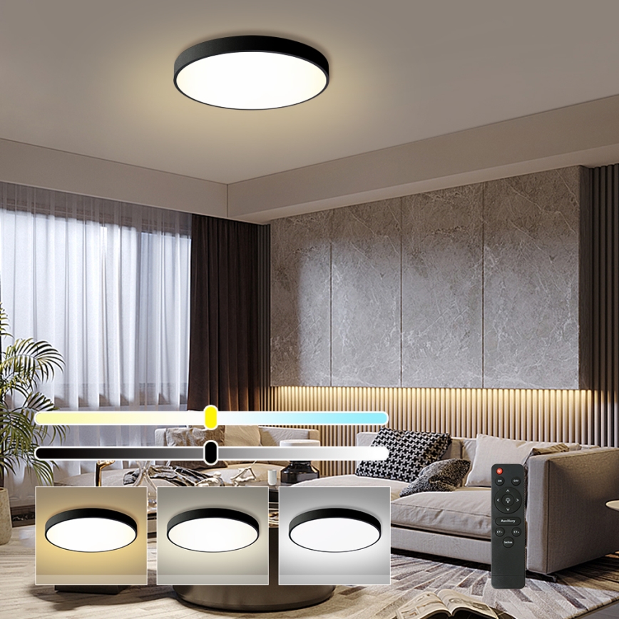 Brilagi - LED prigušiva plafonska svetiljka POOL LED/60W/230V 3000-6000K prečnik 60 cm crna + daljinski upravljač