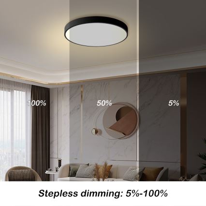 Brilagi - LED prigušiva plafonska svetiljka POOL LED/60W/230V 3000-6000K prečnik 60 cm crna + daljinski upravljač