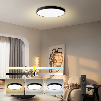 Brilagi - prigušiva LED plafonska svetiljka POOL SMART LED/180W/230V 3000-6000K prečnik 120 cm Wi-Fi Tuya crna + daljinsko upravljanje